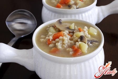 Рецепт супа с перловкой и грибами